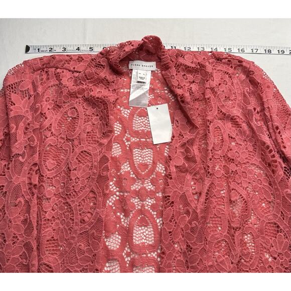 Susan Graver XL Dark Rose Stretch Lace Open Cardigan and Tank Set - Picture 8 of 16